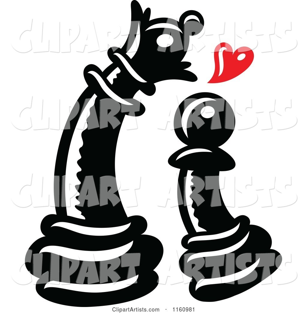 Black Chess Pawn Piece in Love with a Queen