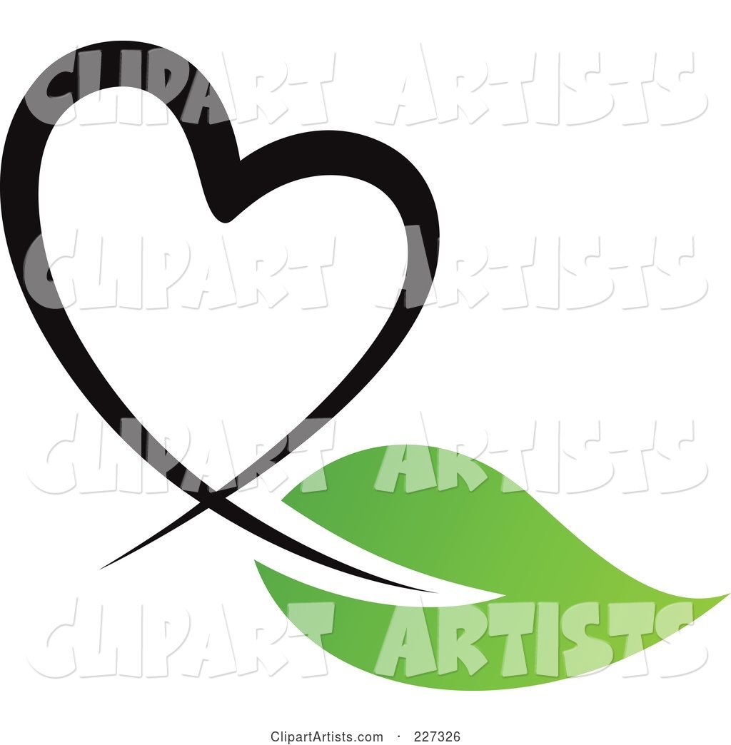 Black Heart and Green Leaf Logo