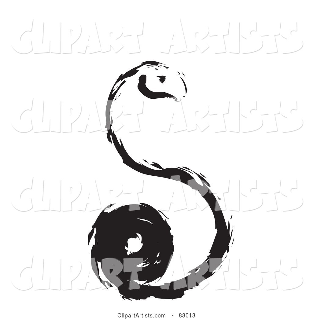 Black Painted Snake Upright and Curled into an S