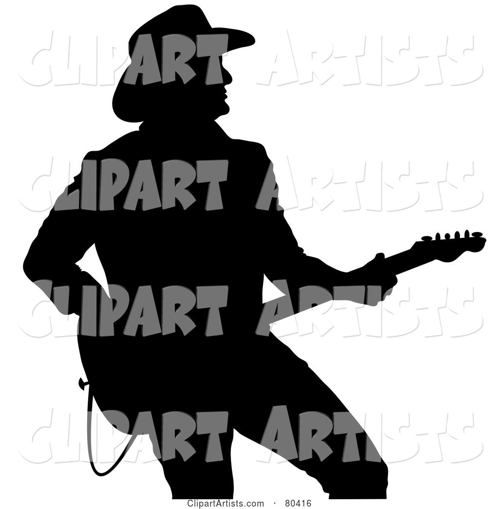 Black Silhouette of a Country Western Music Guitarist