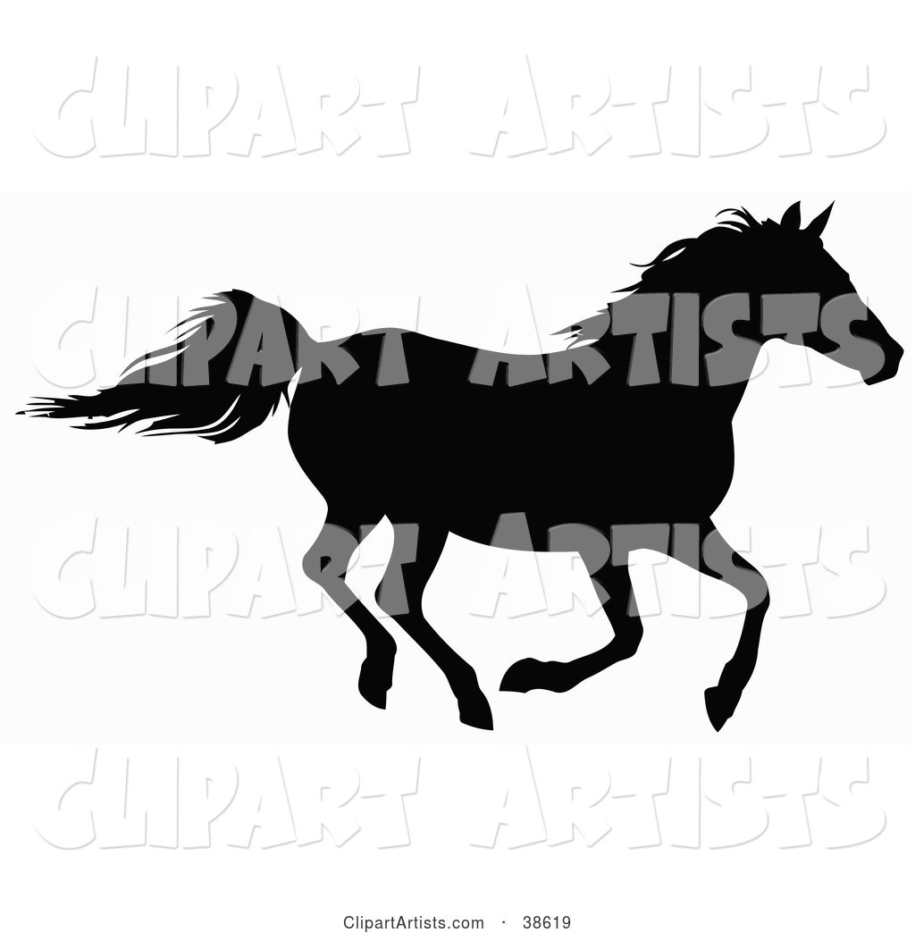 Black Silhouette of a Horse Galloping