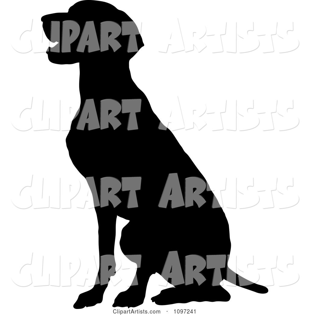Black Silhouette of a Sitting German Pointer Dog