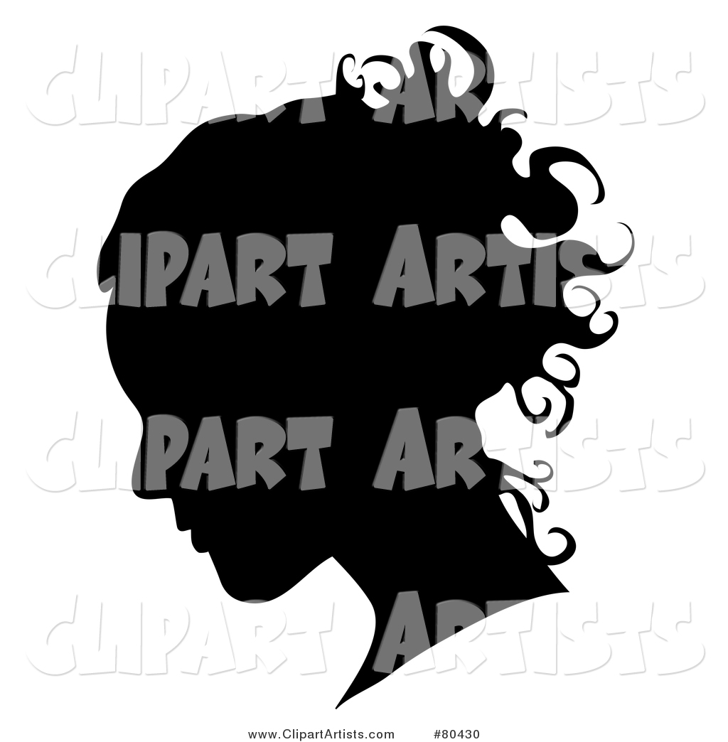Black Silhouette of a Woman's Profiled Face on White