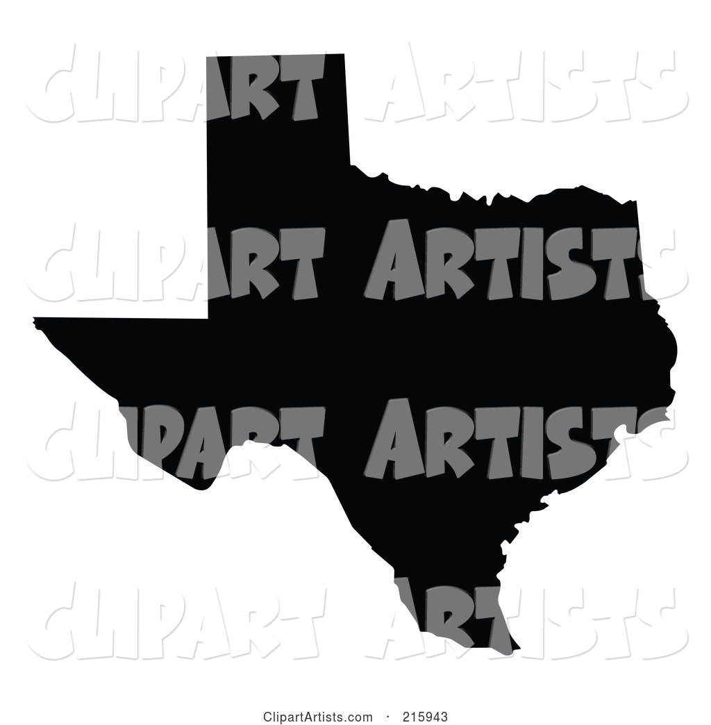 Black Silhouette of Texas, USA