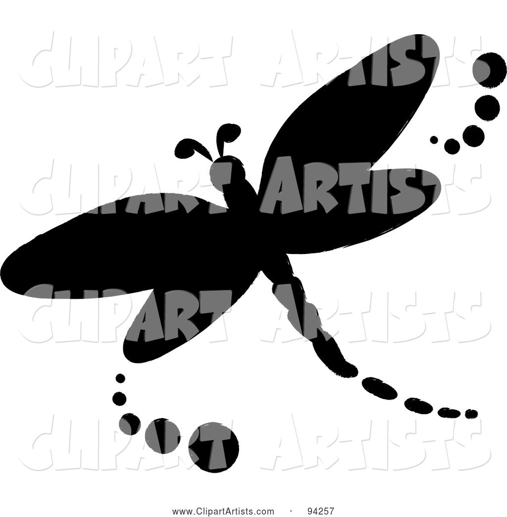 Black Silhouetted Dragonfly Logo or Icon