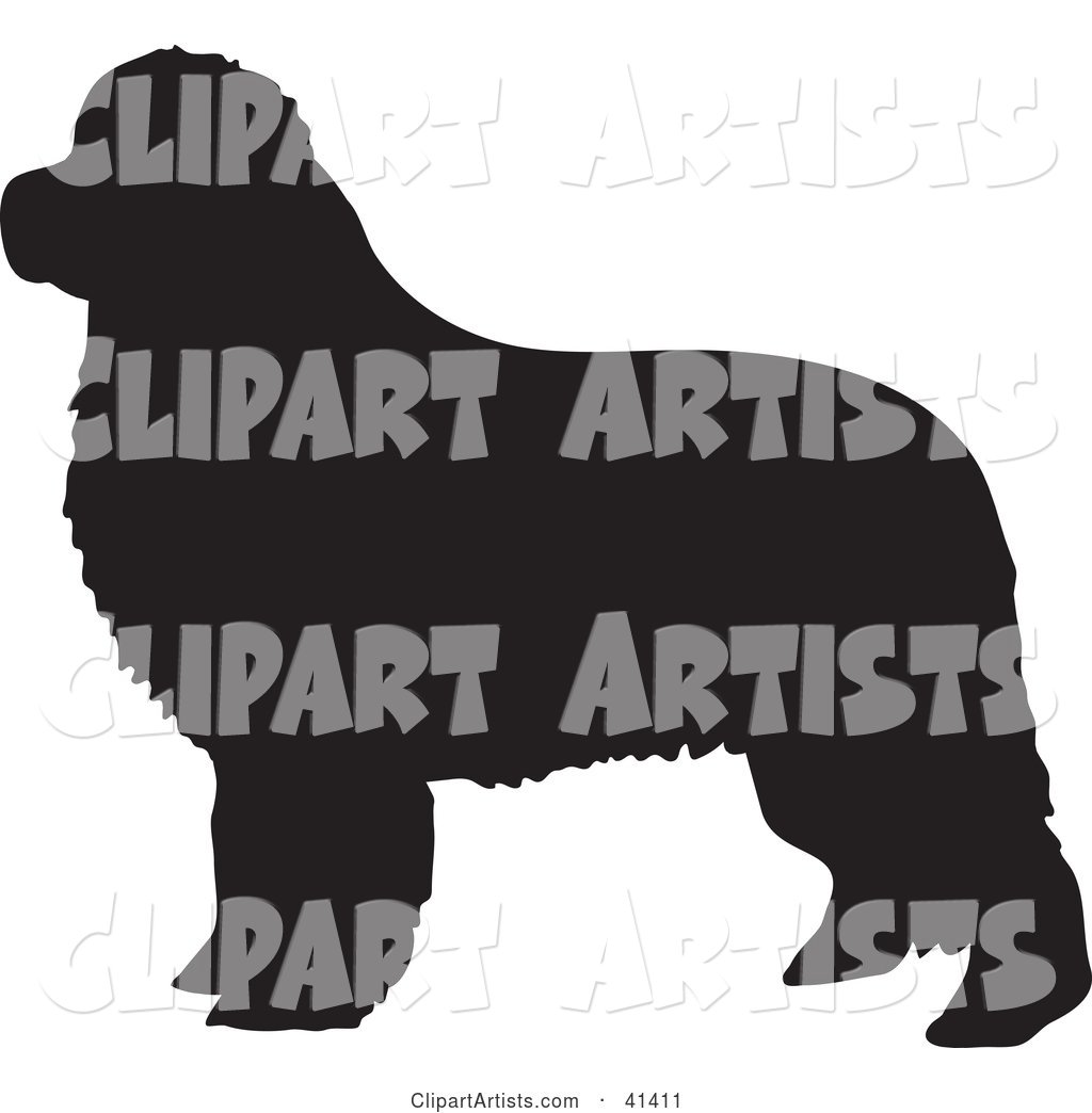 Black Silhouetted Newfoundland Dog Profile