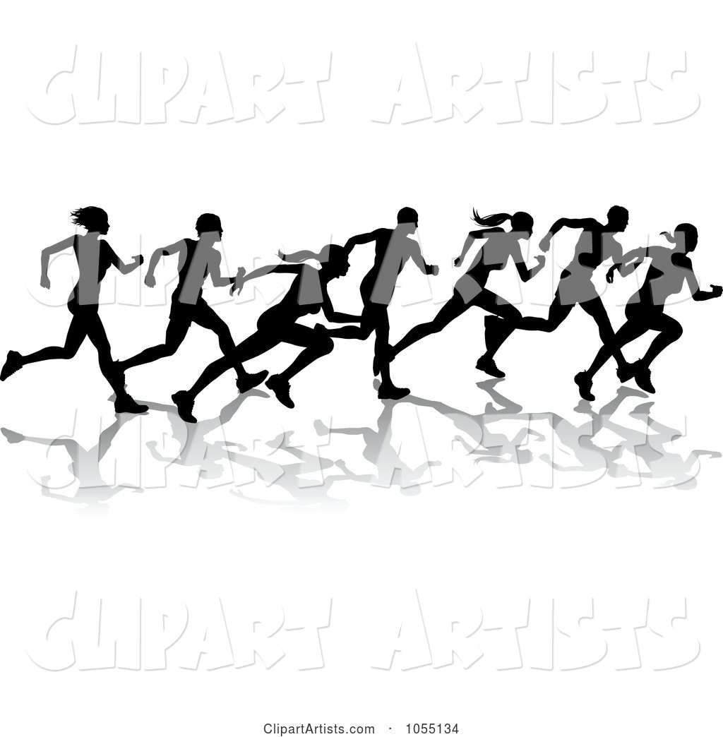 Black Silhouetted Runners