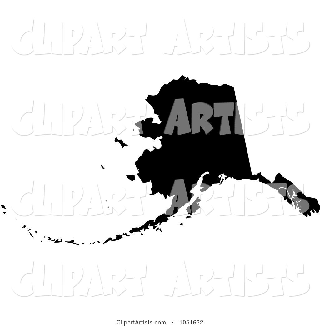Black Silhouetted Shape of the State of Alaska, United States