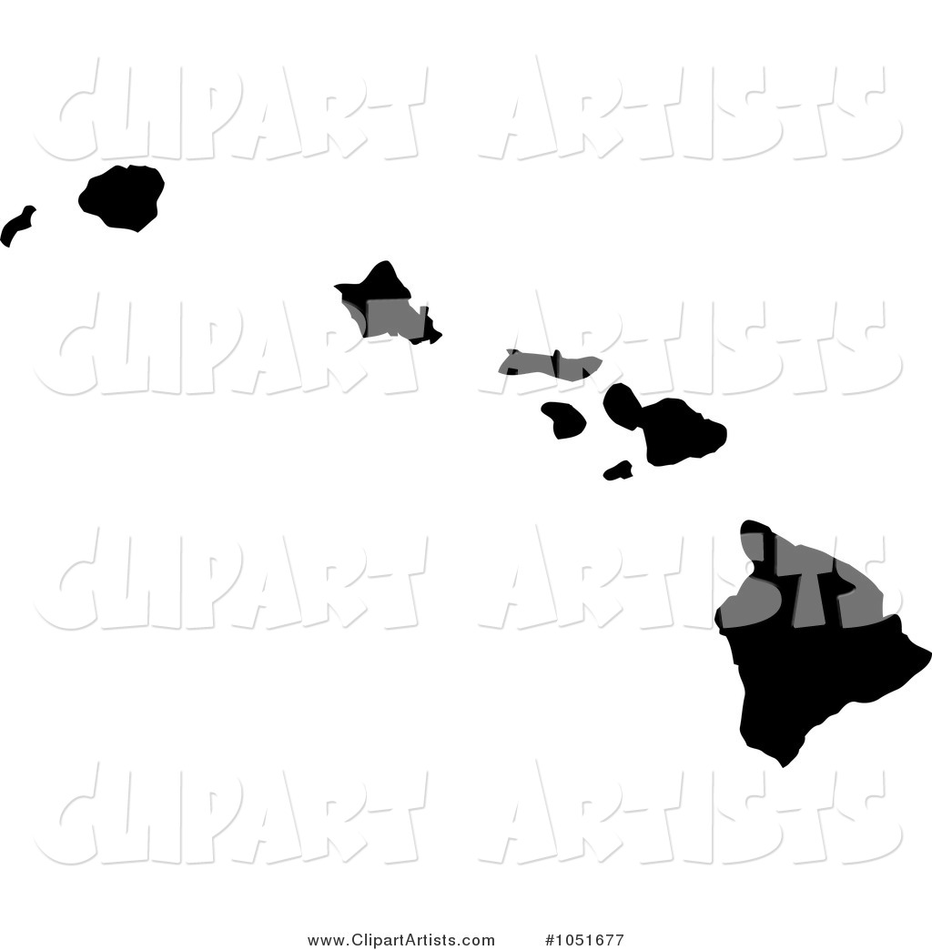 Black Silhouetted Shape of the State of Hawaii, United States