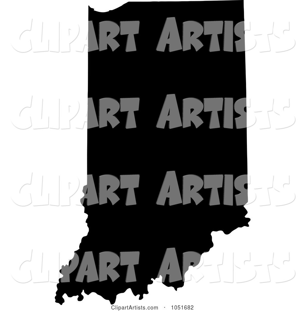 Black Silhouetted Shape of the State of Indiana, United States