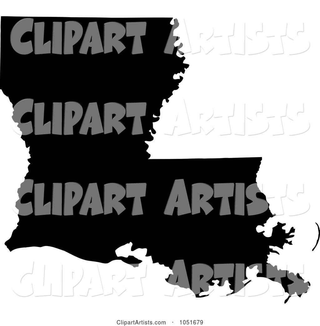 Black Silhouetted Shape of the State of Louisiana, United States