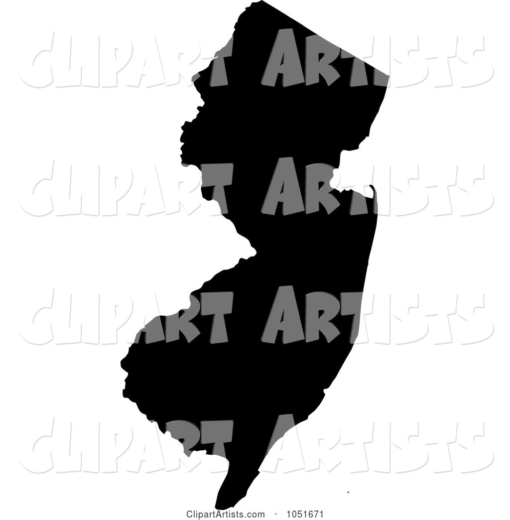Black Silhouetted Shape of the State of New Jersey, United States