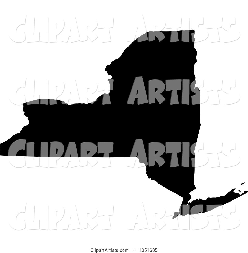 Black Silhouetted Shape of the State of New York, United States
