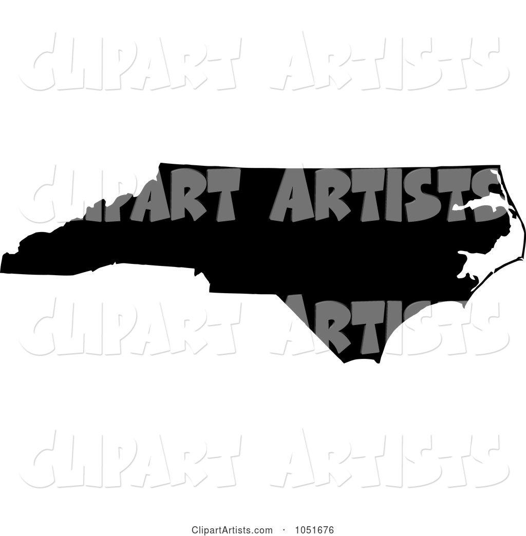 Black Silhouetted Shape of the State of North Carolina, United States