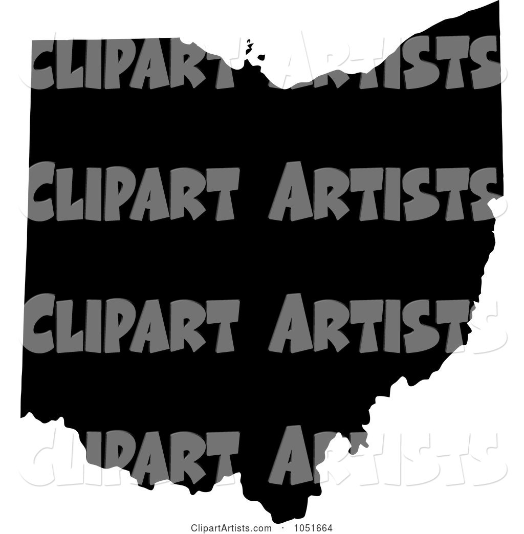 Black Silhouetted Shape of the State of Ohio, United States