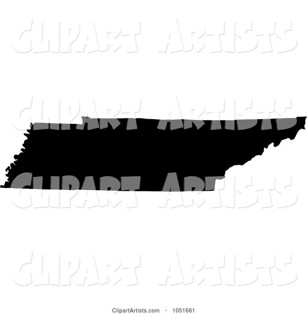 Black Silhouetted Shape of the State of Tennessee, United States