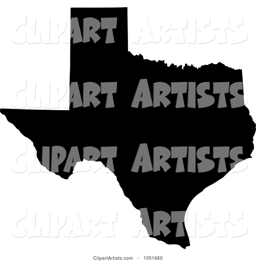 Black Silhouetted Shape of the State of Texas, United States