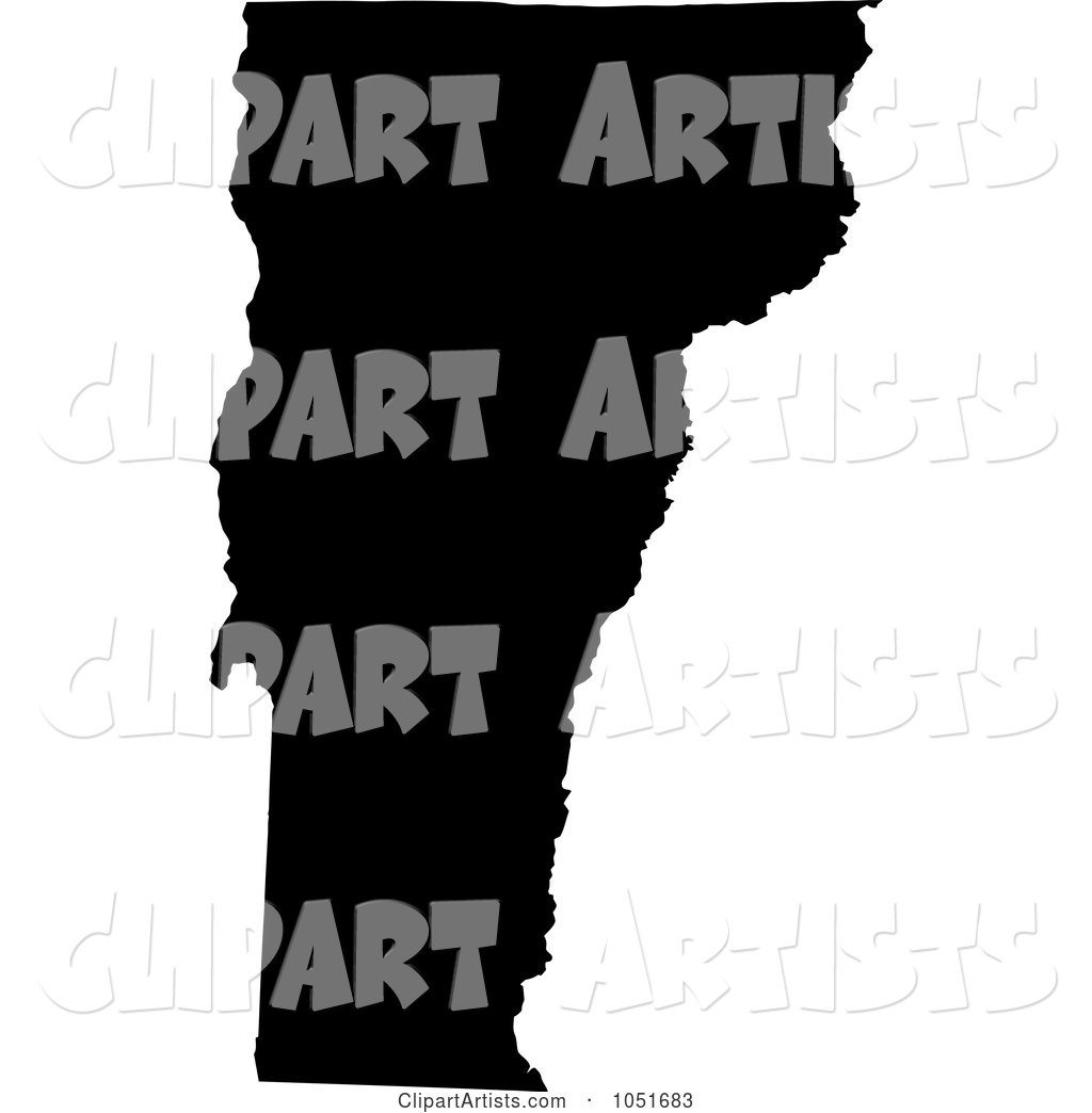 Black Silhouetted Shape of the State of Vermont, United States