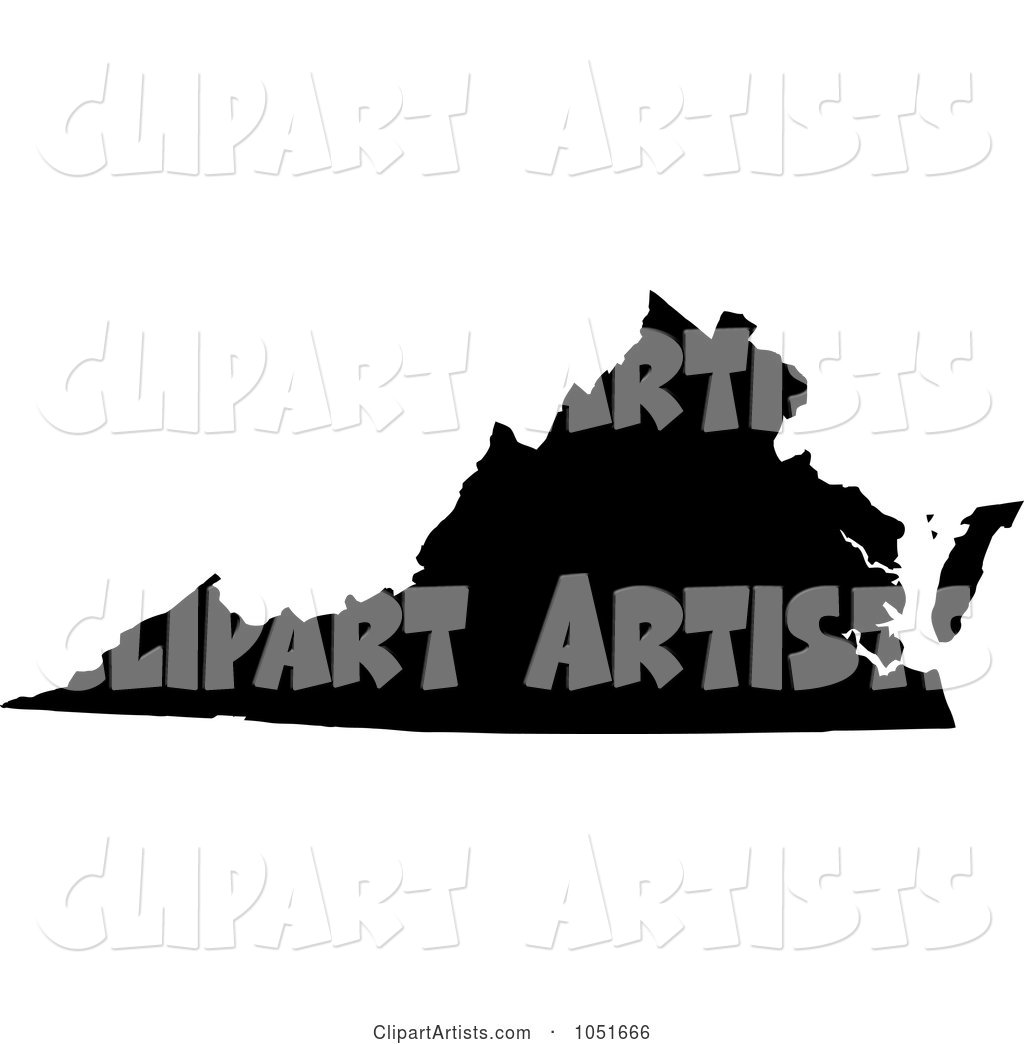 Black Silhouetted Shape of the State of Virginia, United States