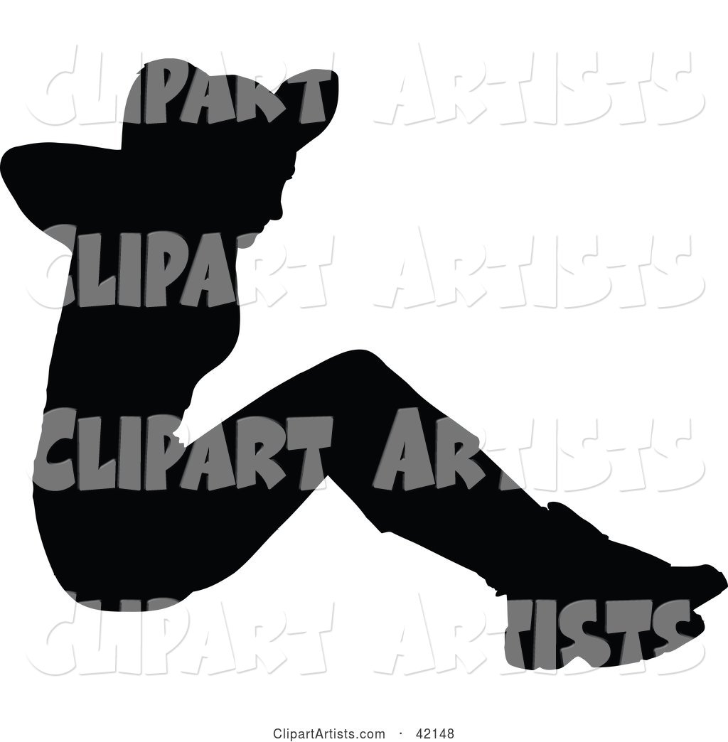 Black Silhouetted Woman Doing Sit Ups in the Gym