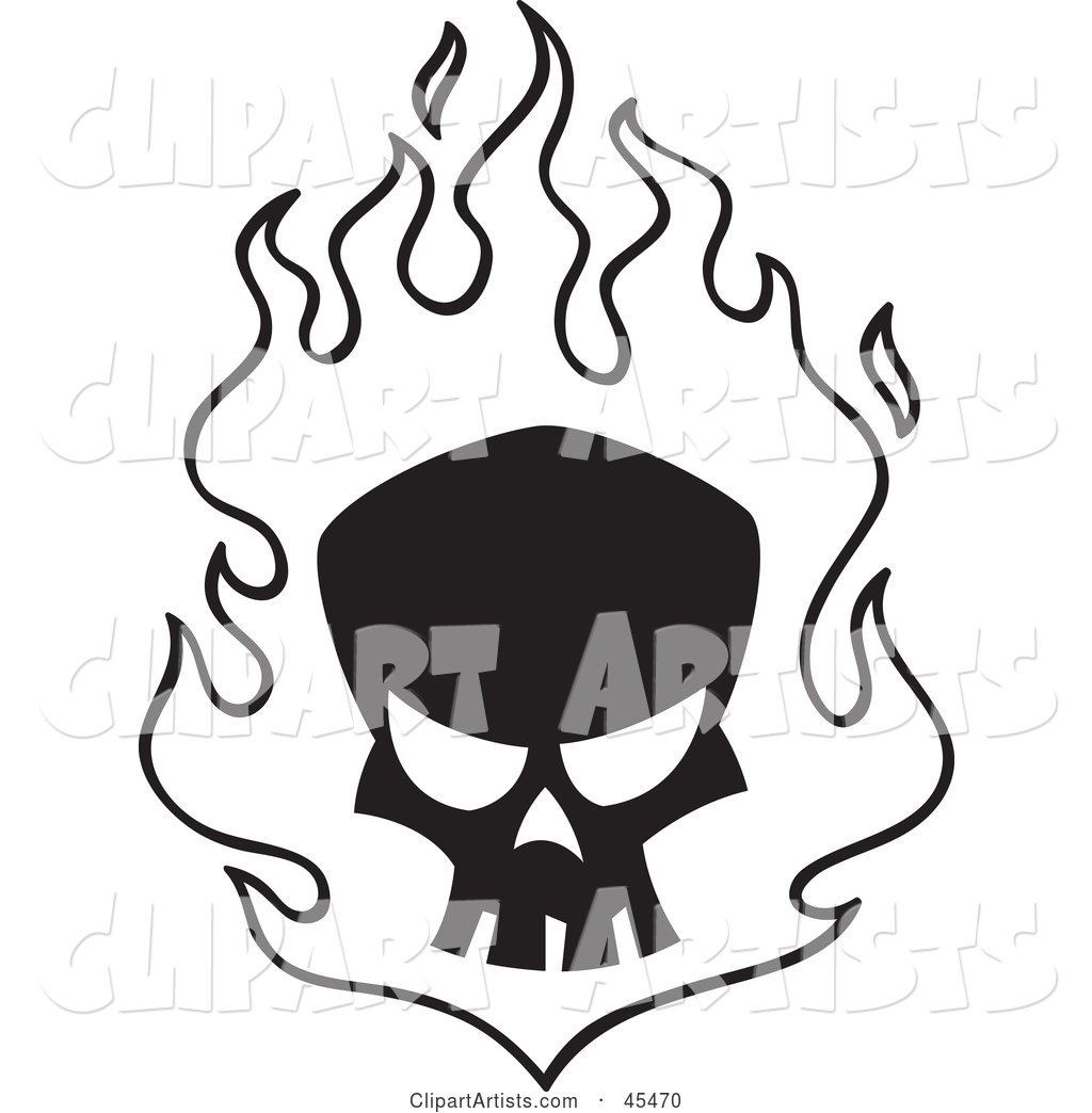 Black Skull in White Flames
