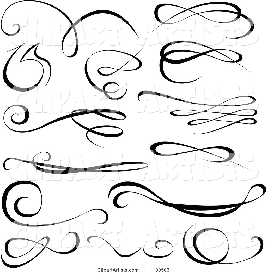 Black Swirl Calligraphic Design Elements
