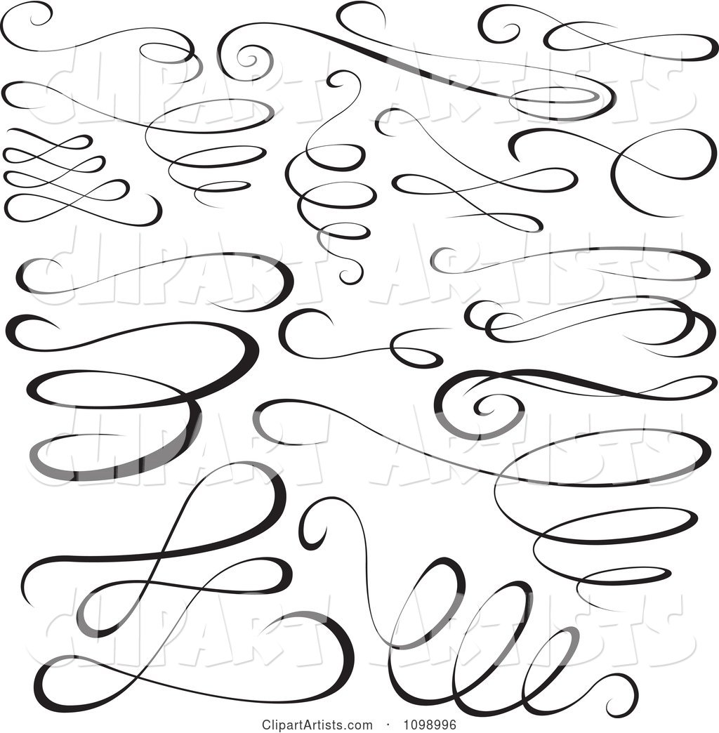 Black Swirl Scribbles and Design Elements