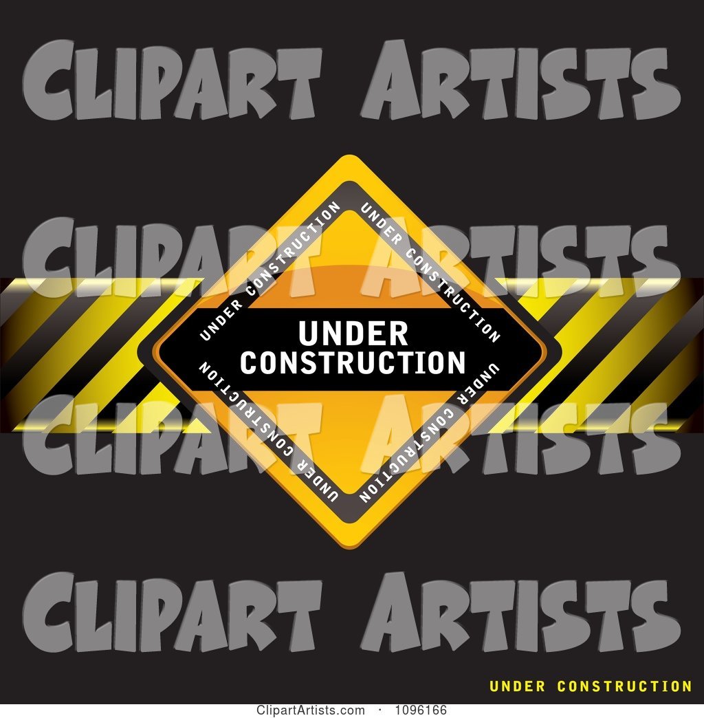 Black Under Construction Background with a Sign and Hazard Stripes
