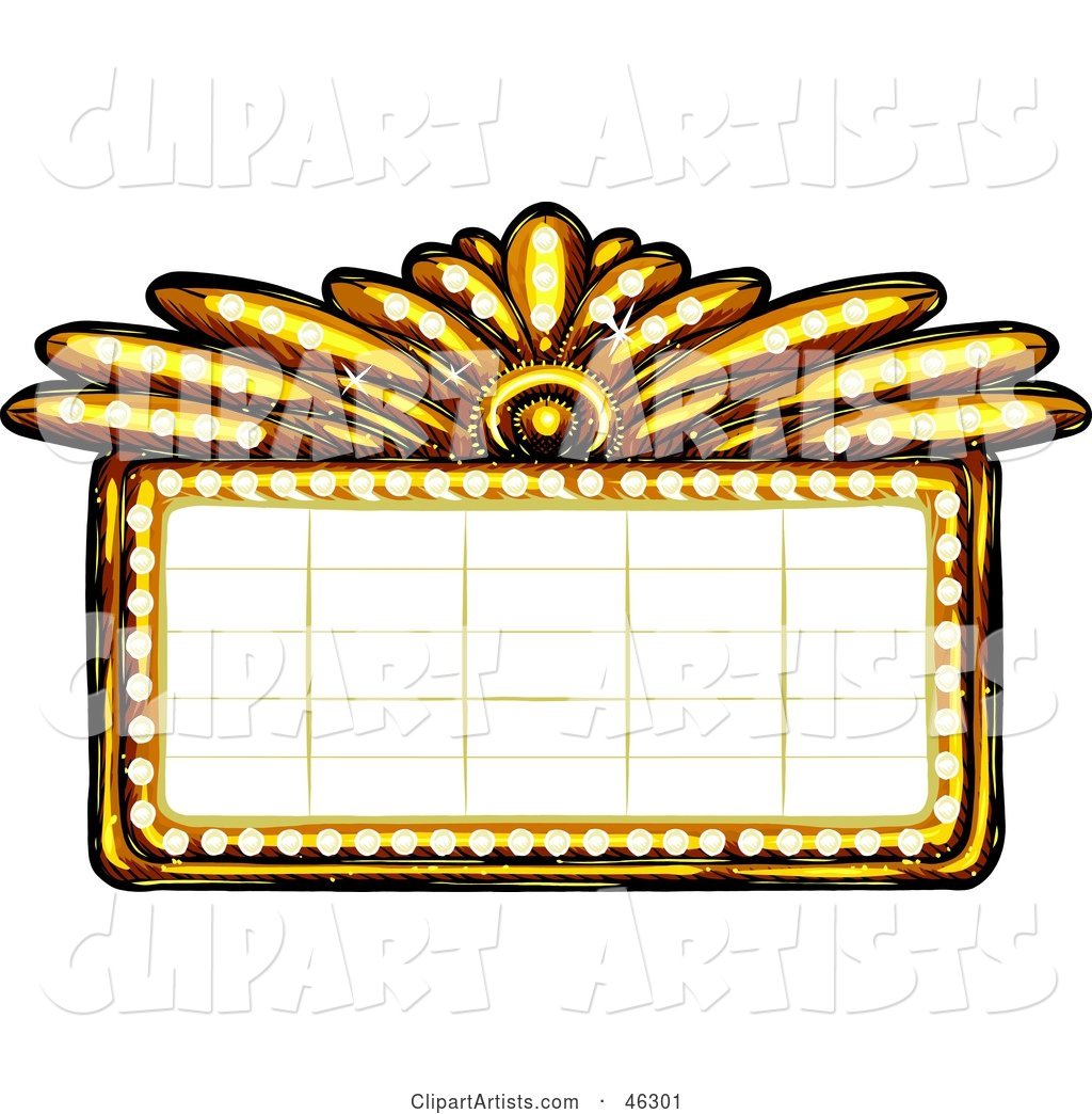 Blank Illuminated Gold Casino or Theater Marquee Sign