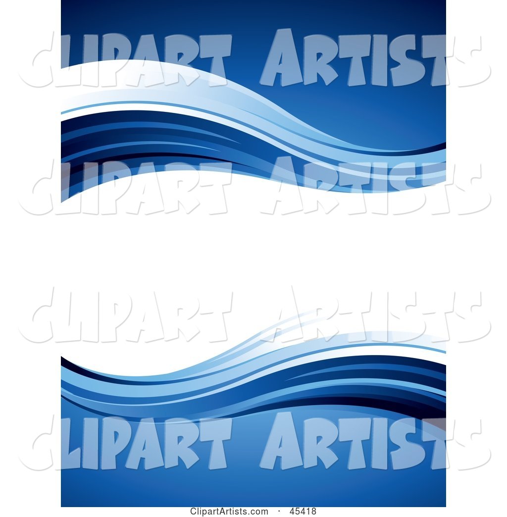 Blank Wavy White Text Box Bordered in Blue Waves