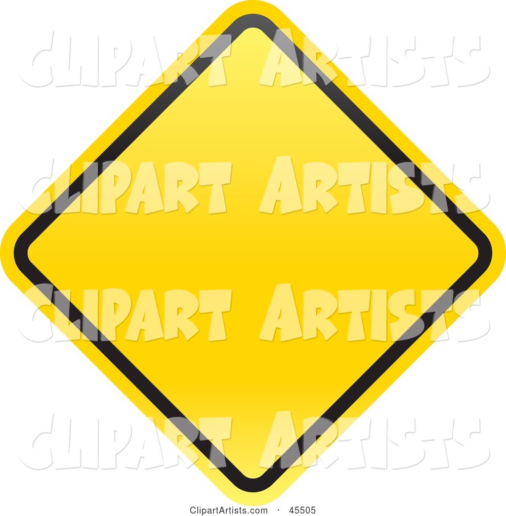 Blank Yellow Diamond Shaped Warning Sign with a Black Border