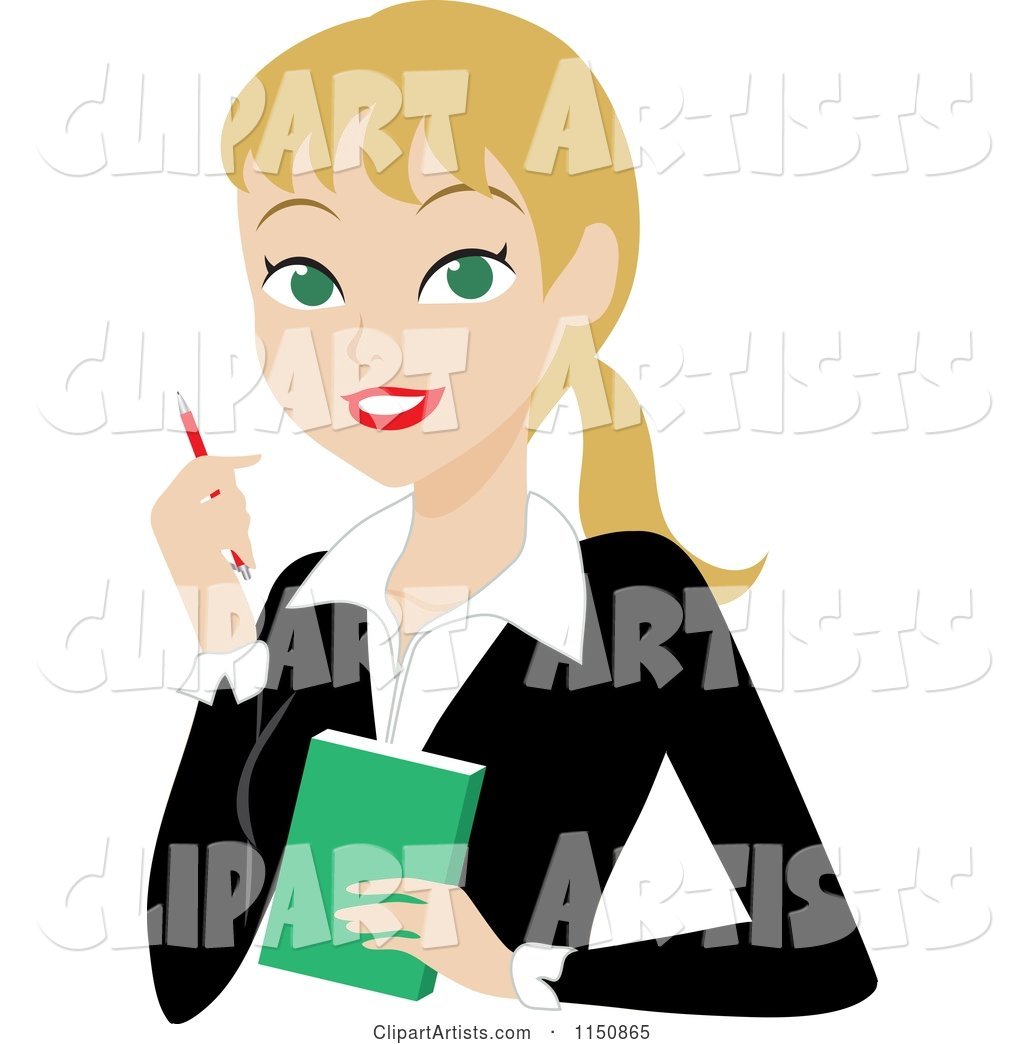 Blond Businesswoman with a Pen and Notepad