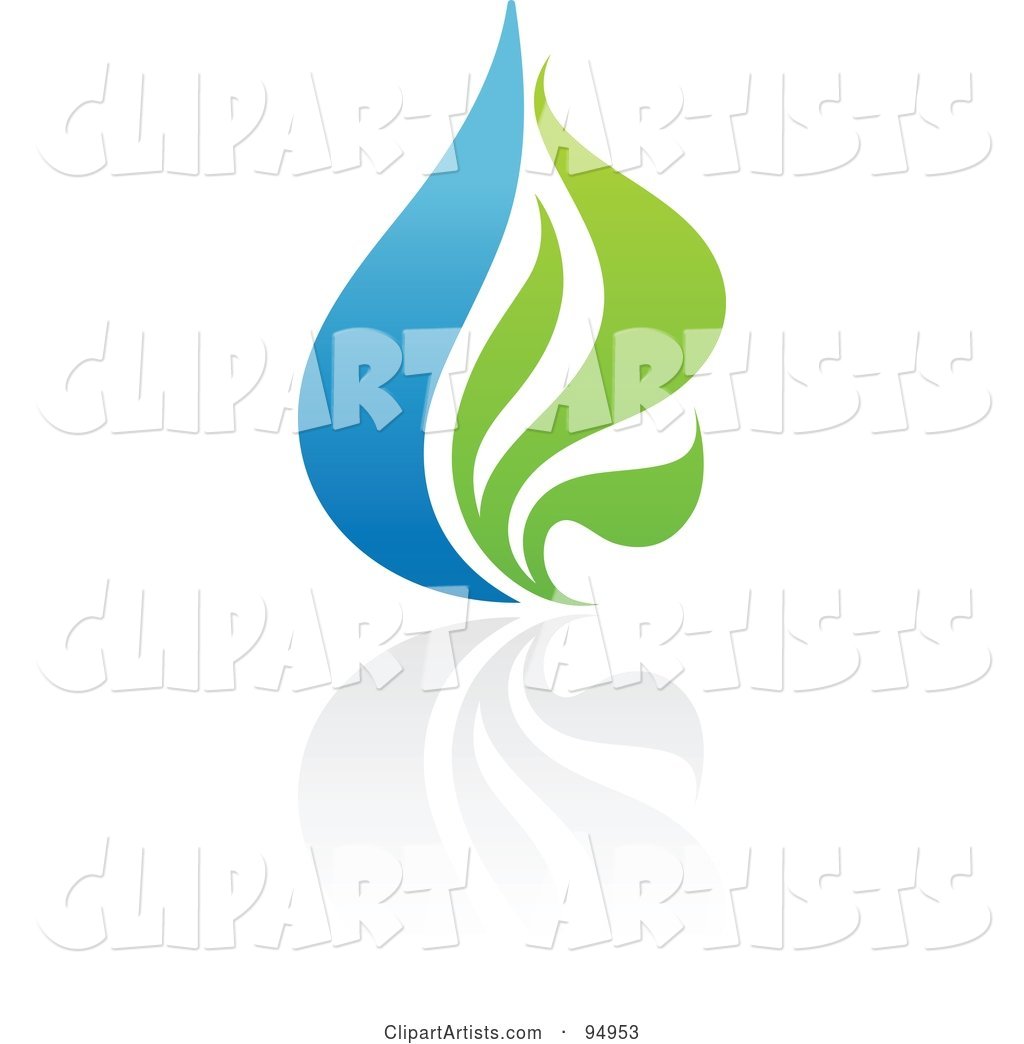 Blue and Green Organic and Ecology Water Drop Logo Design or App Icon - 1