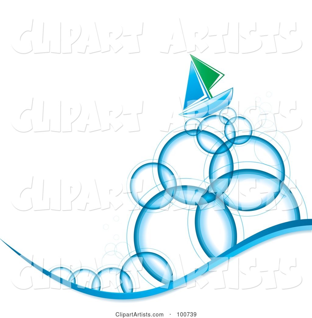 Blue and Green Sailboat Sailing on Bubble Waves