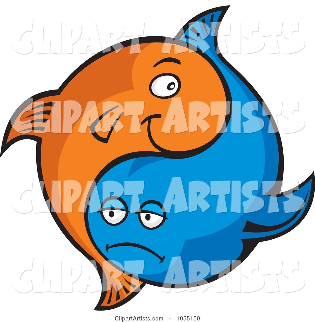 Blue and Orange Yin Yang Fish