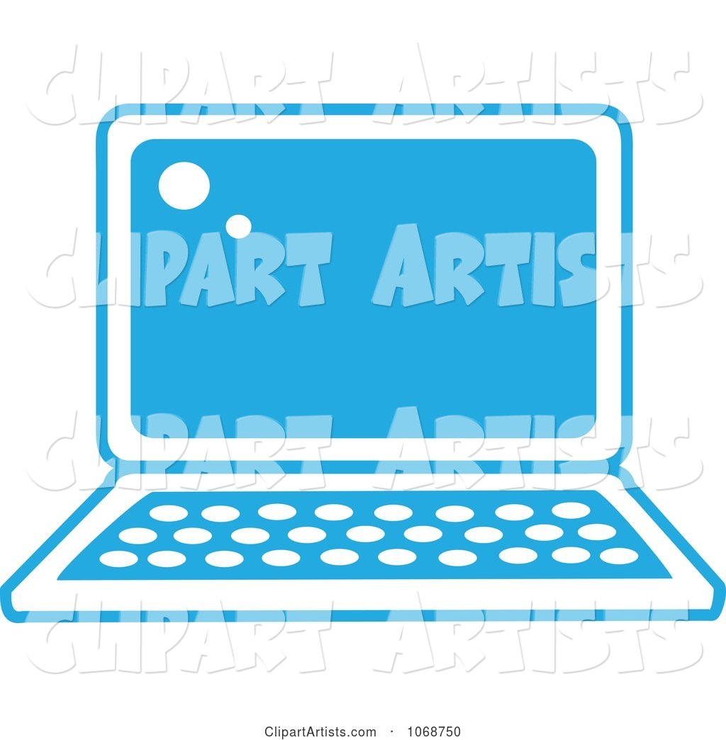 Blue and White Laptop Icon