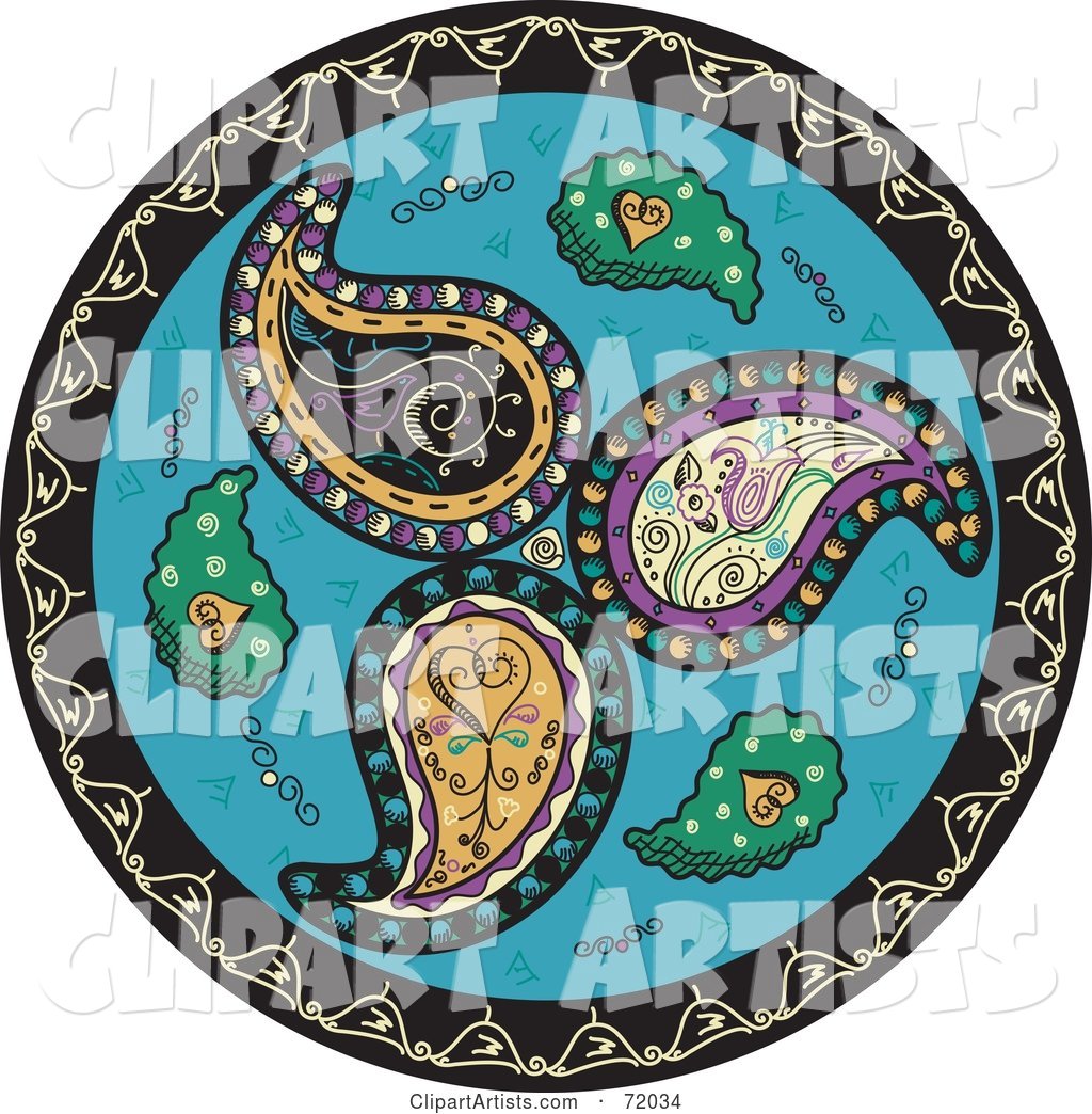 Blue Circle Paisley Mandala