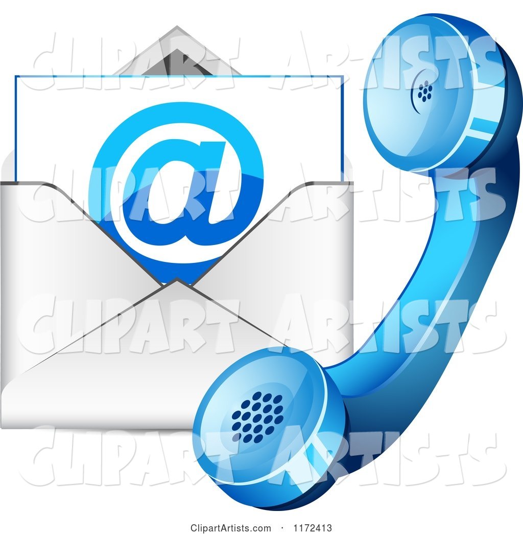 Blue Contact Telphone and Email Icon