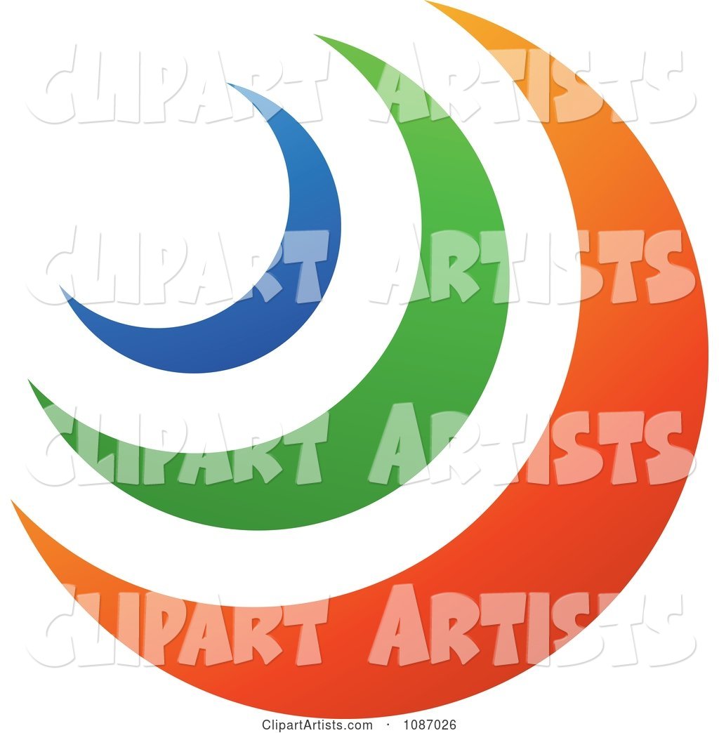 Blue Green and Orange Crescent Moons