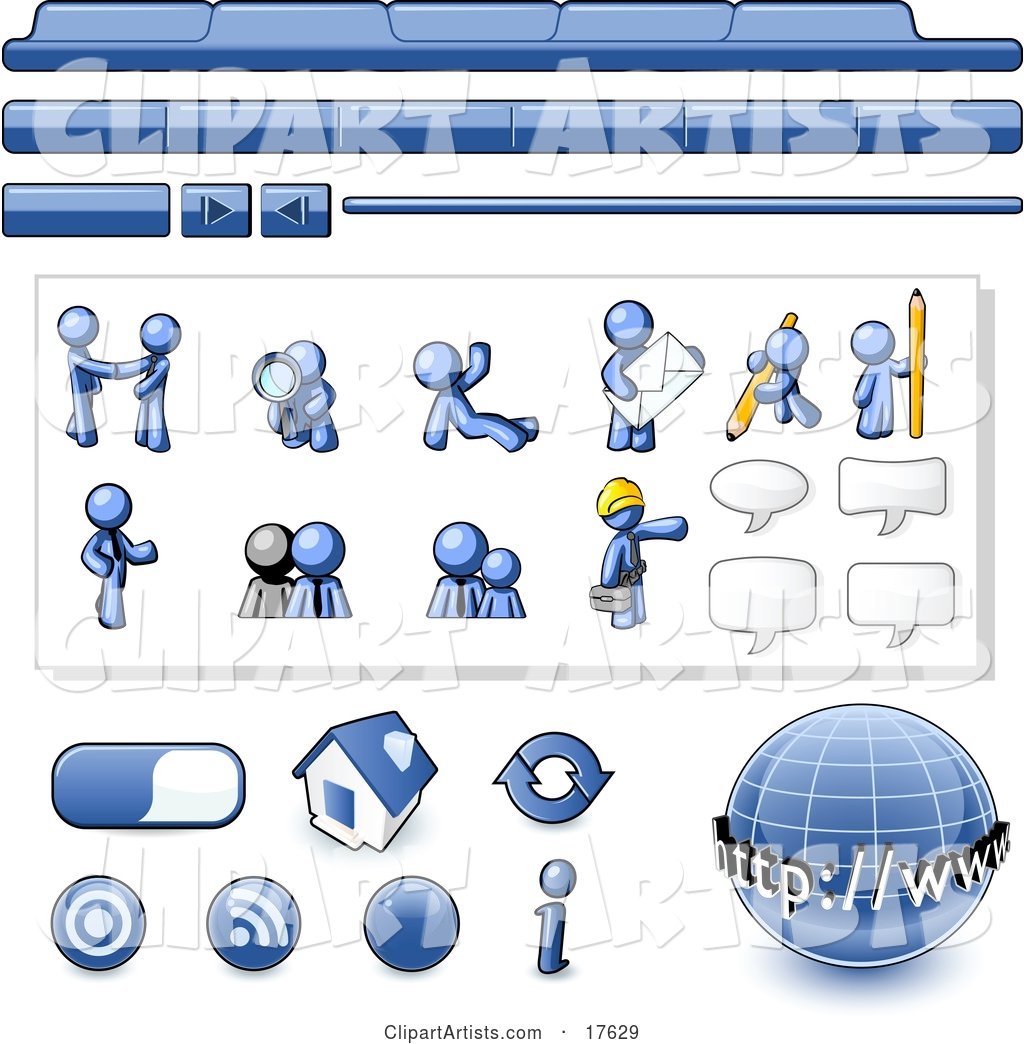 Blue Man Web Design Kit with Tabs, Icons and Web Buttons