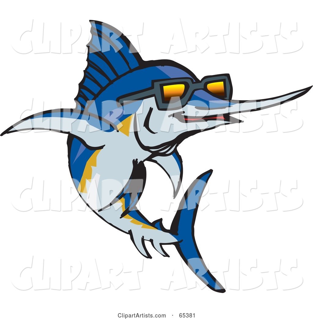 Blue Marlin Fish Wearing Shades