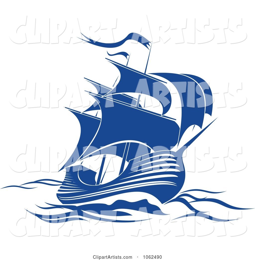 Blue Sailing Ship 2
