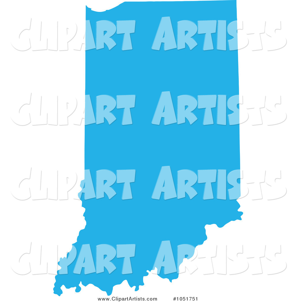 Blue Silhouetted Shape of the State of Indiana, United States