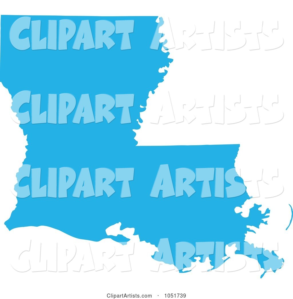 Blue Silhouetted Shape of the State of Louisiana, United States