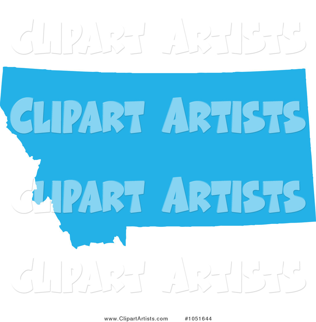 Blue Silhouetted Shape of the State of Montana, United States