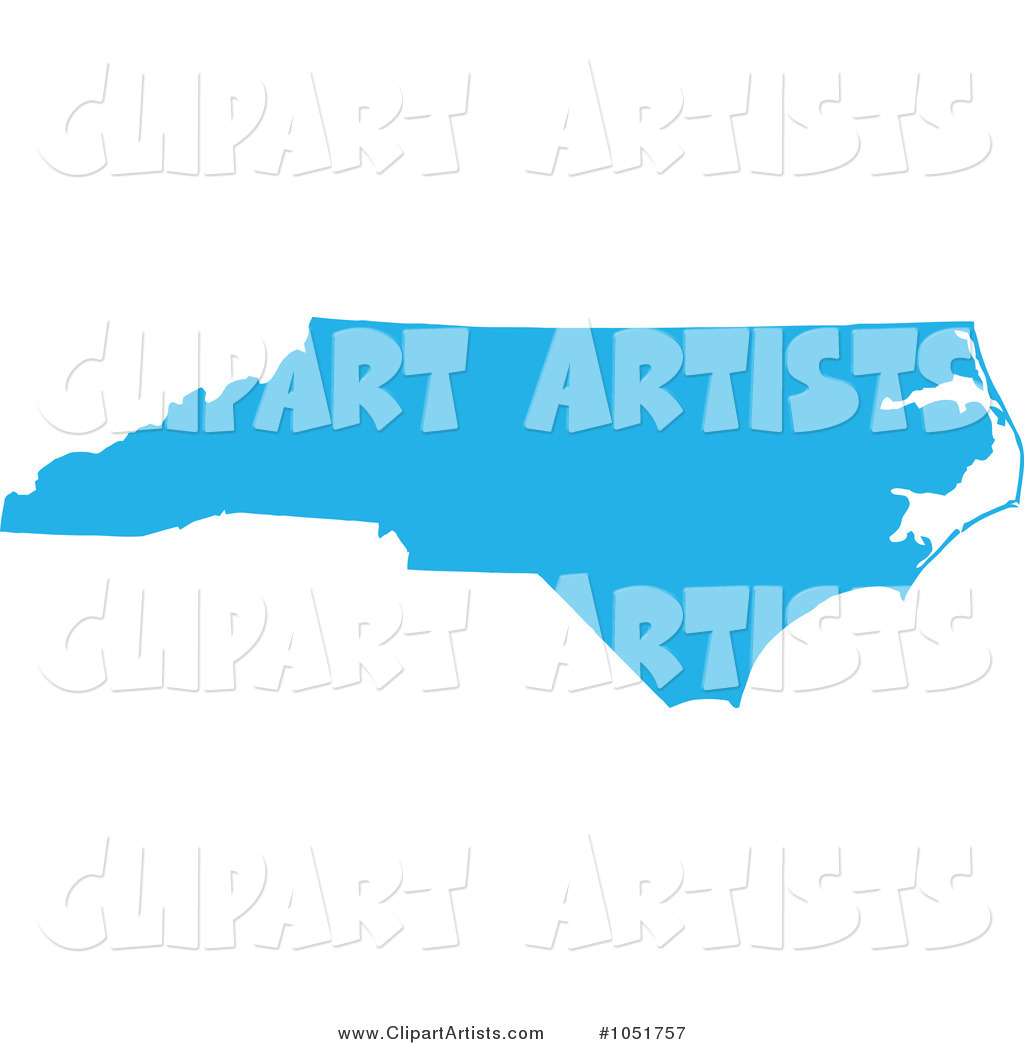 Blue Silhouetted Shape of the State of North Carolina, United States