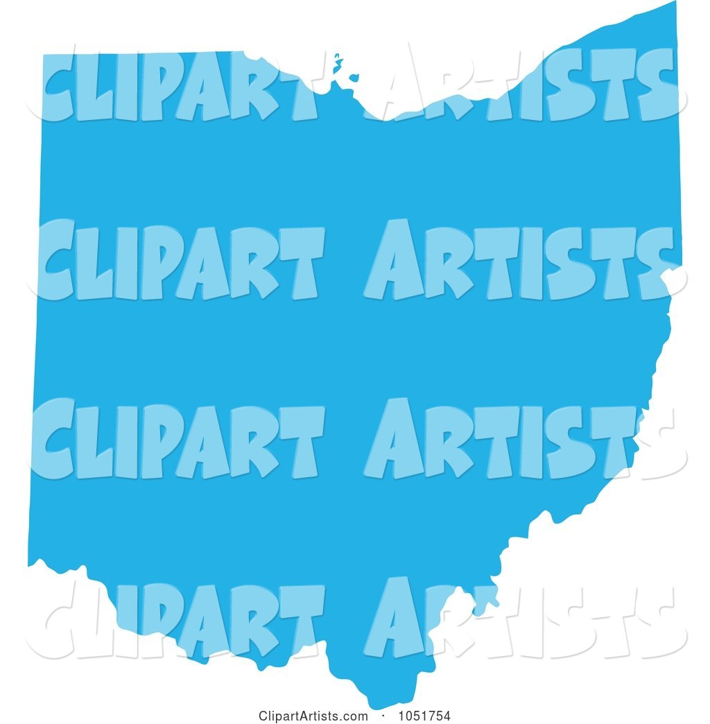 Blue Silhouetted Shape of the State of Ohio, United States