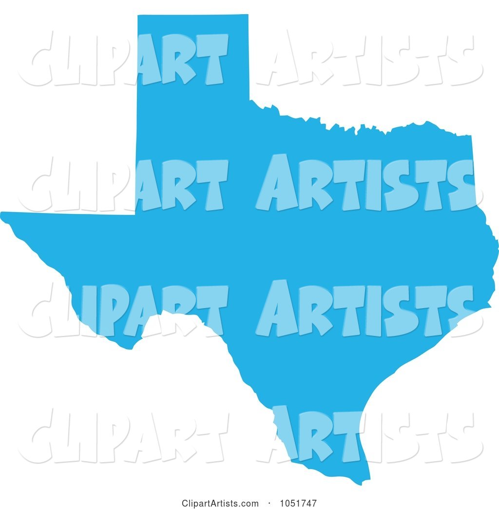 Blue Silhouetted Shape of the State of Texas, United States