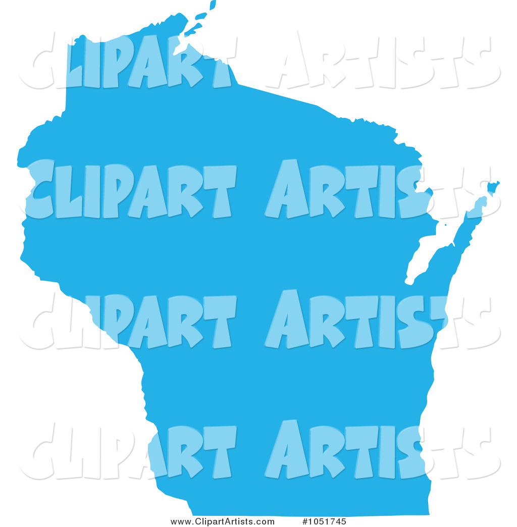Blue Silhouetted Shape of the State of Wisconsin, United States