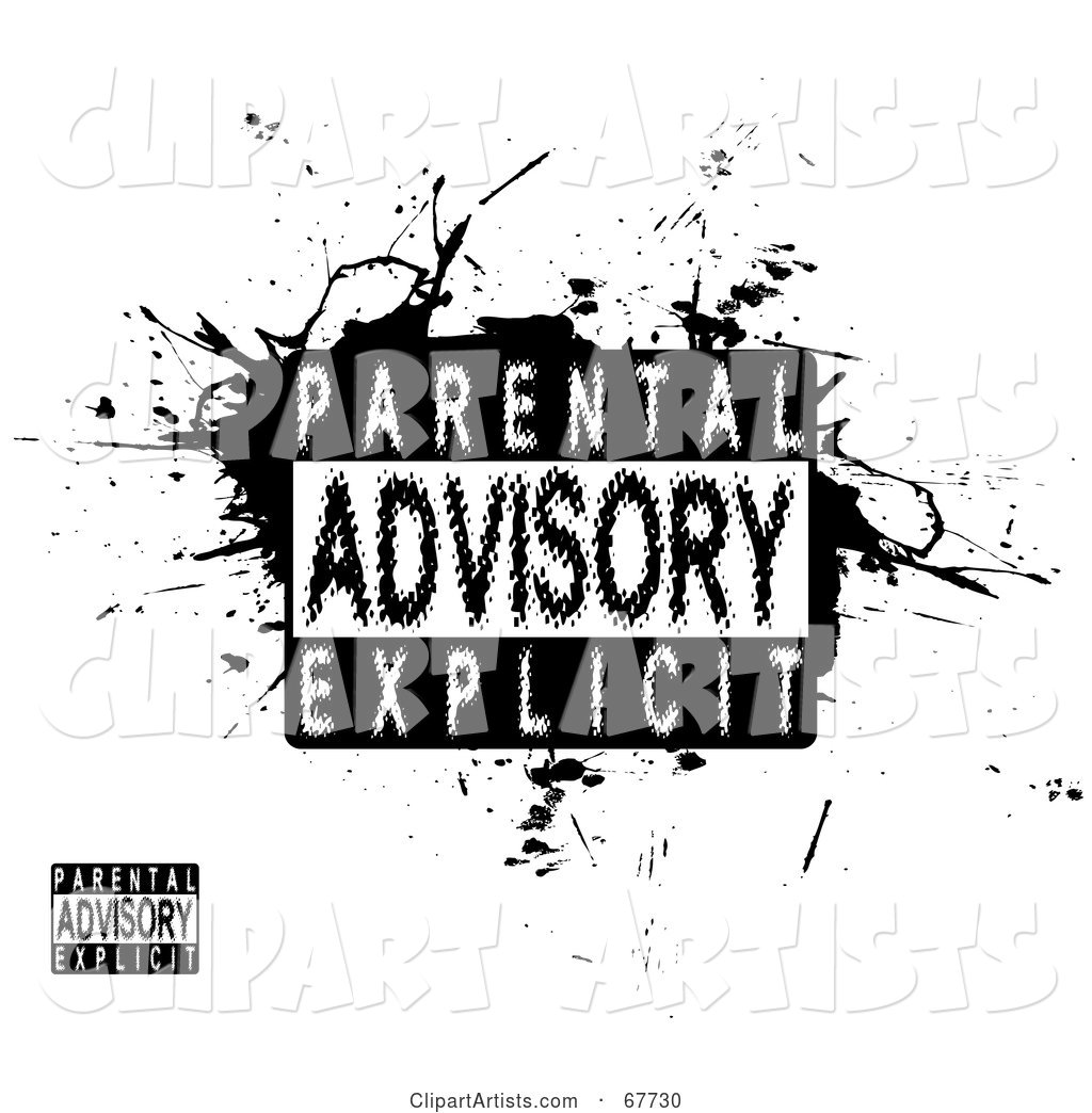 Blurred Parental Advisory Explicit Stamp on Black Grunge and White